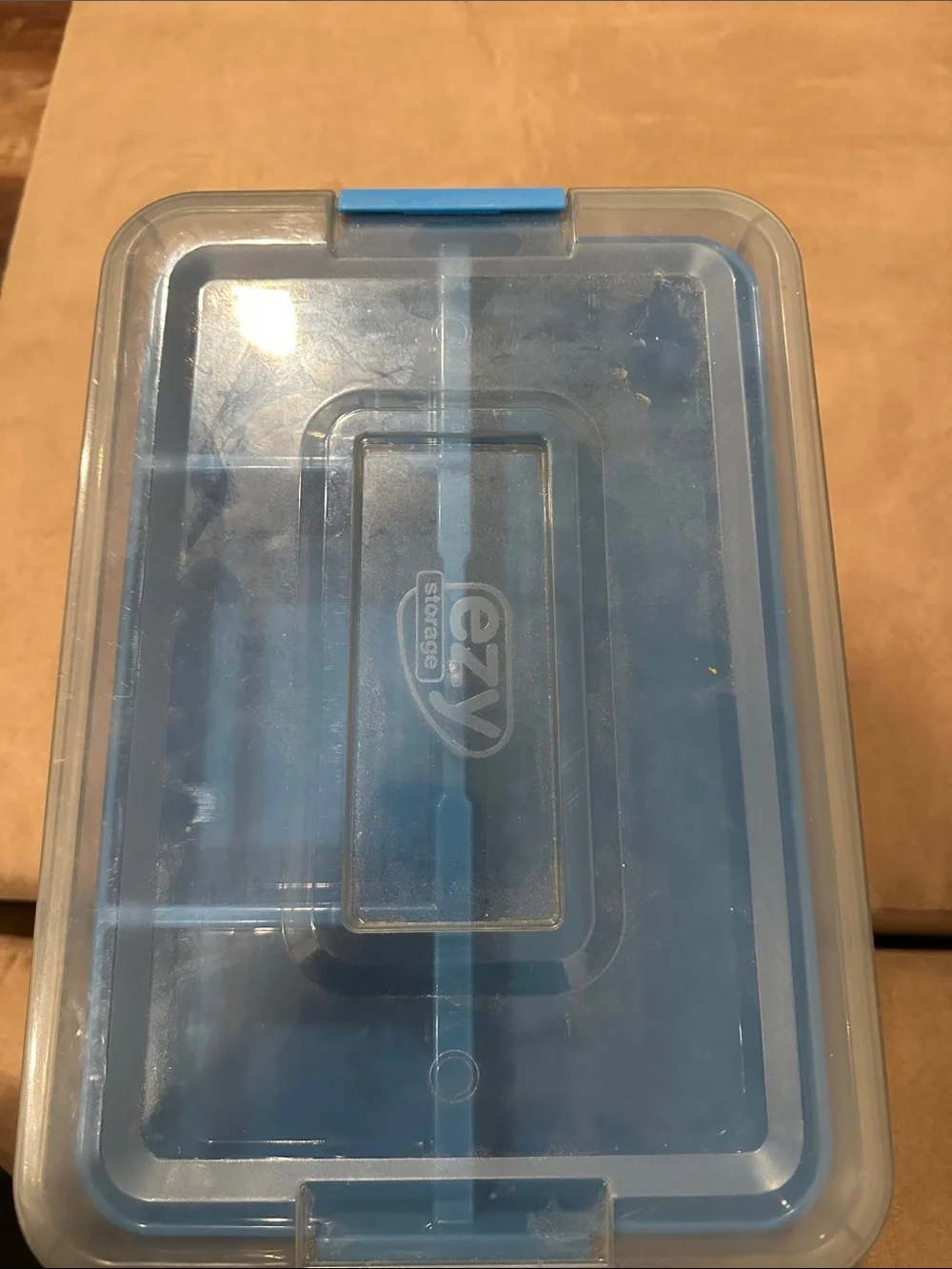 Easy Home Smoky Craft Storage Container w/Blue Insert Tray & 6 Lg Cups, Latch